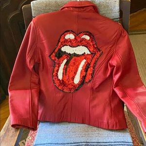 Genuine Leather Red Rolling Stones jacket
